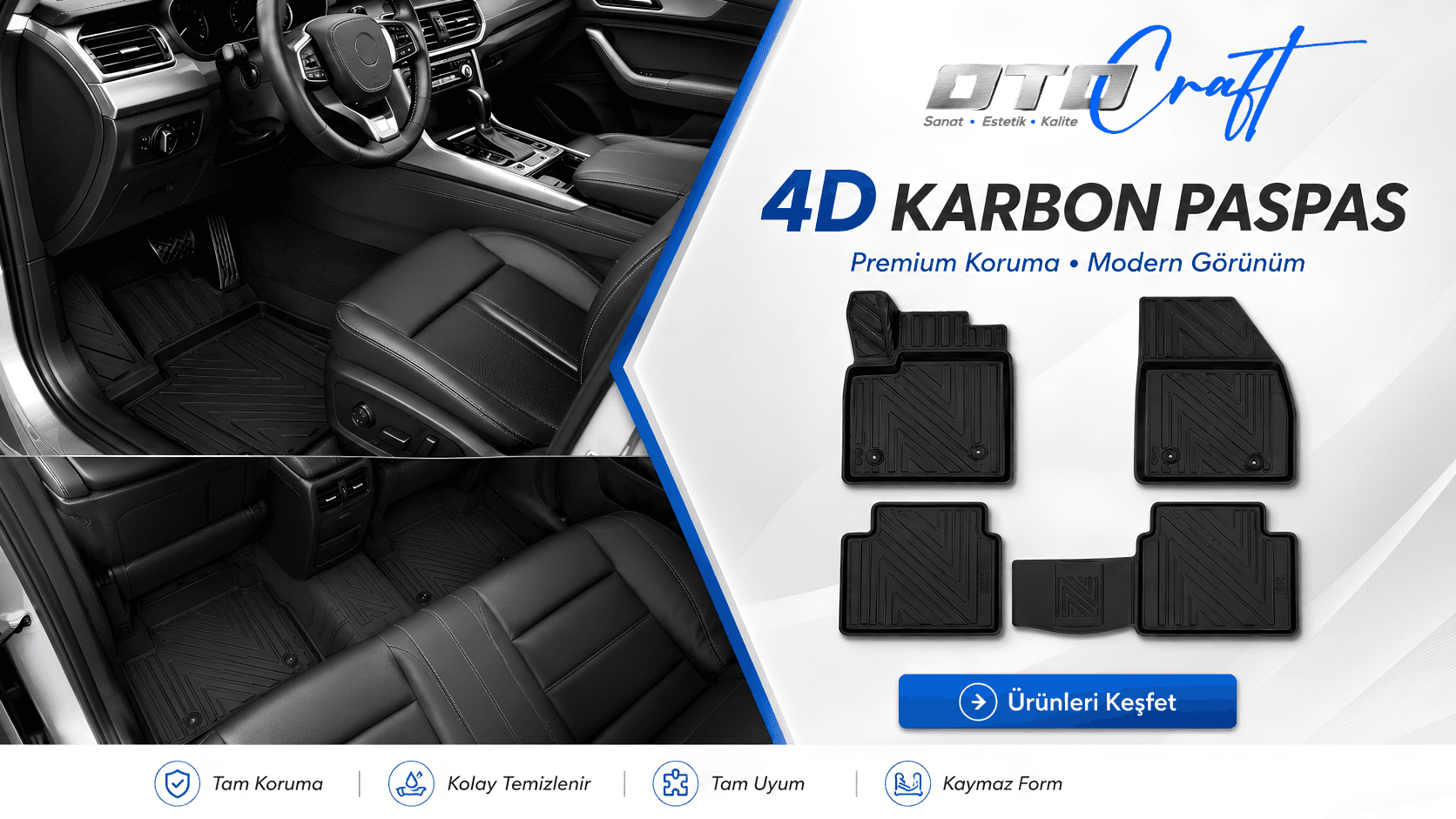 OtoCraft 4D Karbon Paspas — araca özel kalıp