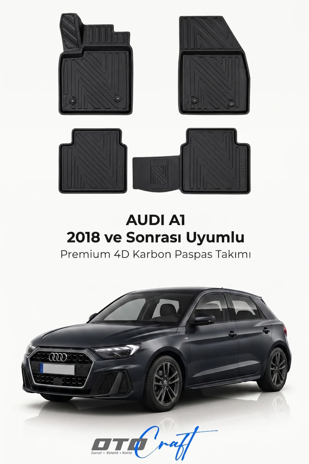 Audi A1 2018 ve sonrası 4D Karbon Paspas