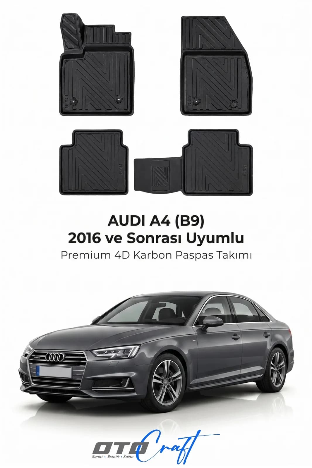 Audi A4 B9 2016 ve sonrası 4D Karbon Paspas