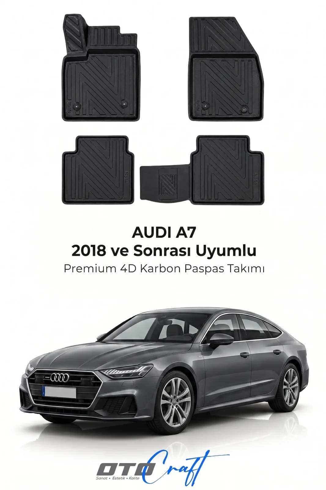 Audi A7 2018 ve sonrası 4D Karbon Paspas