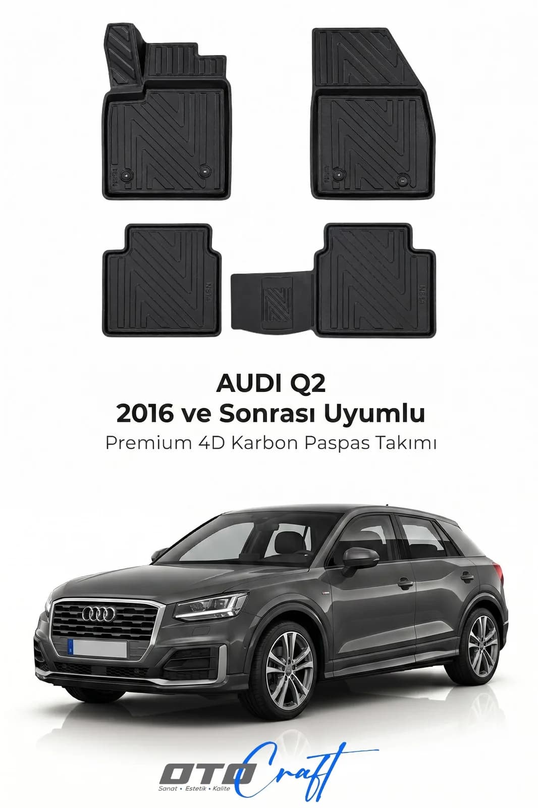 Audi Q2 2016 ve sonrası 4D Karbon Paspas