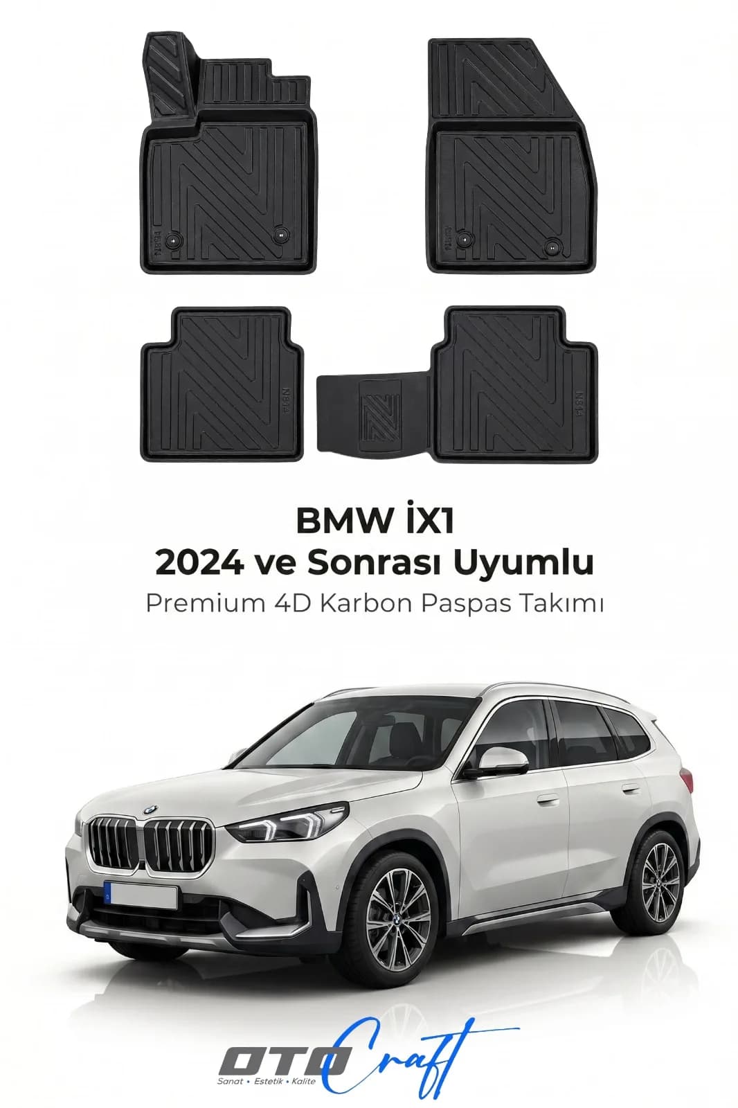 BMW iX1 2024 ve sonrası 4D Karbon Paspas