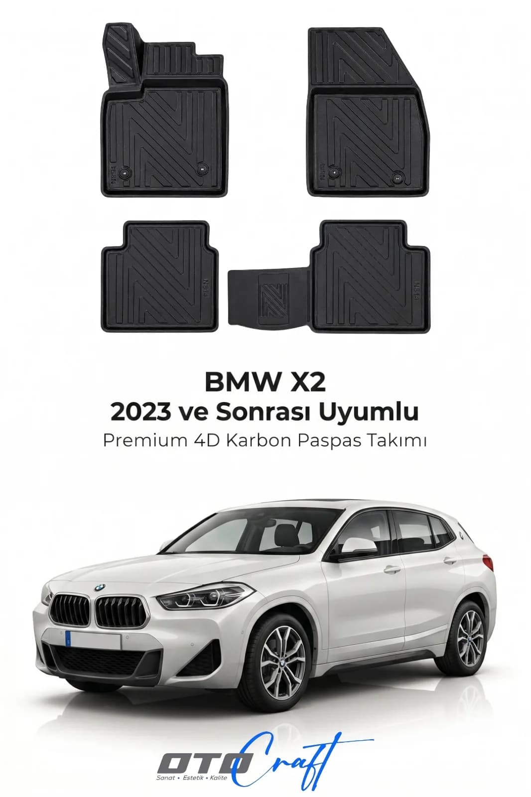 BMW X2 2023 ve sonrası 4D Karbon Paspas