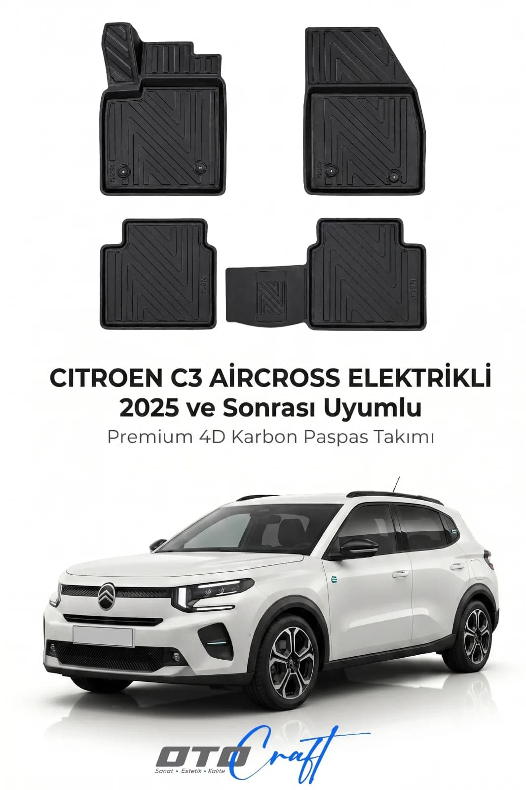 Citroën C3 Aircross EV 2025 ve sonrası 4D Karbon Paspas