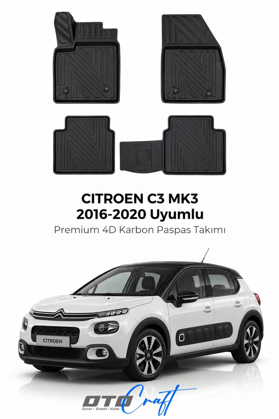 Citroën C3 MK3 2016-2020 4D Karbon Paspas