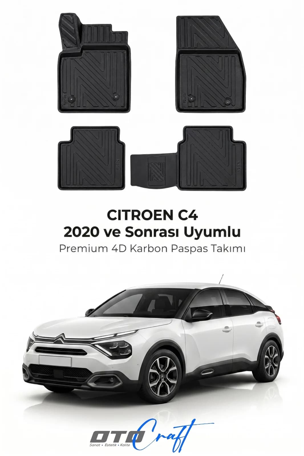 Citroën C4 2020 ve sonrası 4D Karbon Paspas