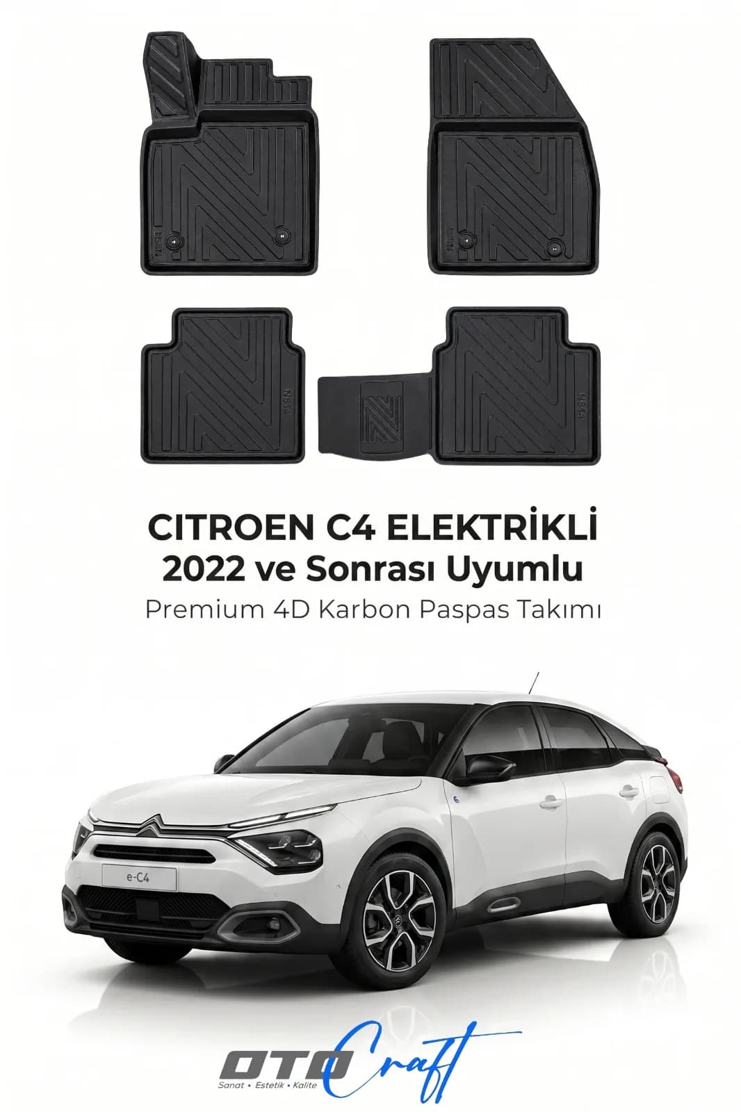 Citroën C4 EV 2022 ve sonrası 4D Karbon Paspas