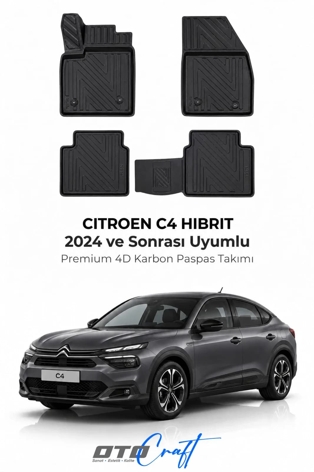 Citroën C4 Hibrit 2024 ve sonrası 4D Karbon Paspas