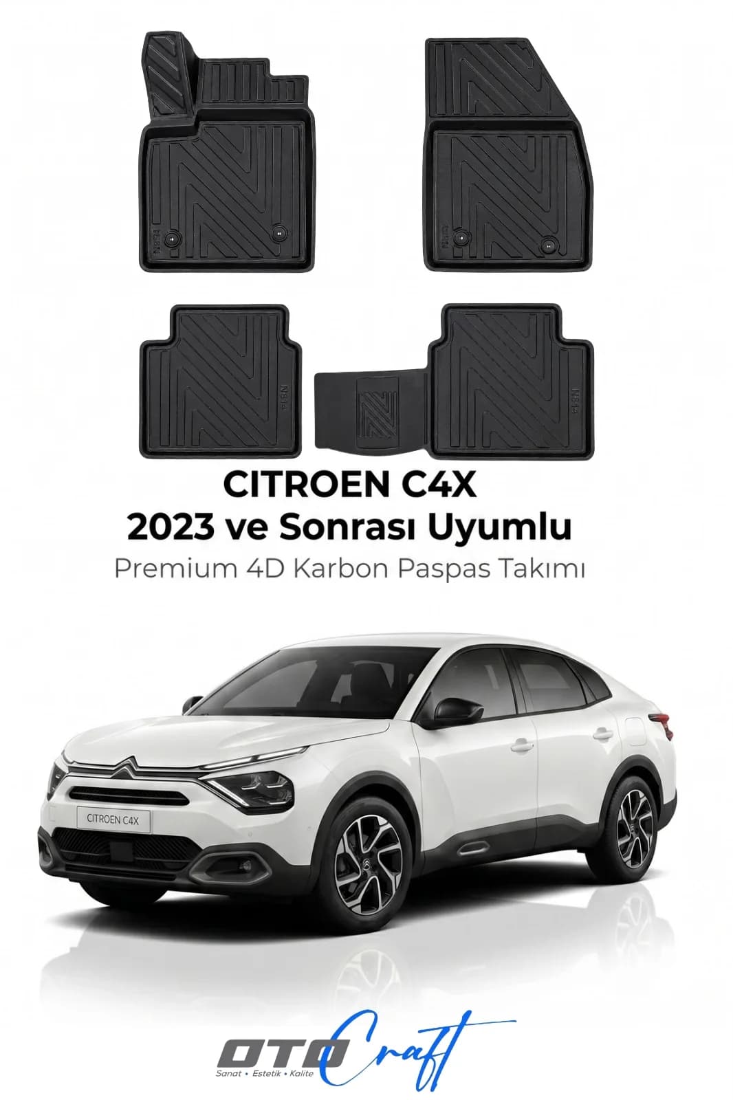 Citroën C4X 2023 ve sonrası 4D Karbon Paspas