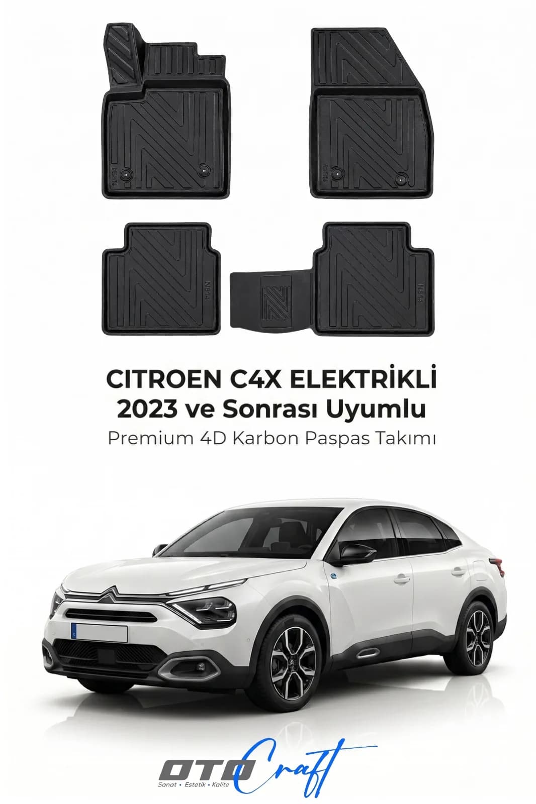 Citroën C4X EV 2023 ve sonrası 4D Karbon Paspas