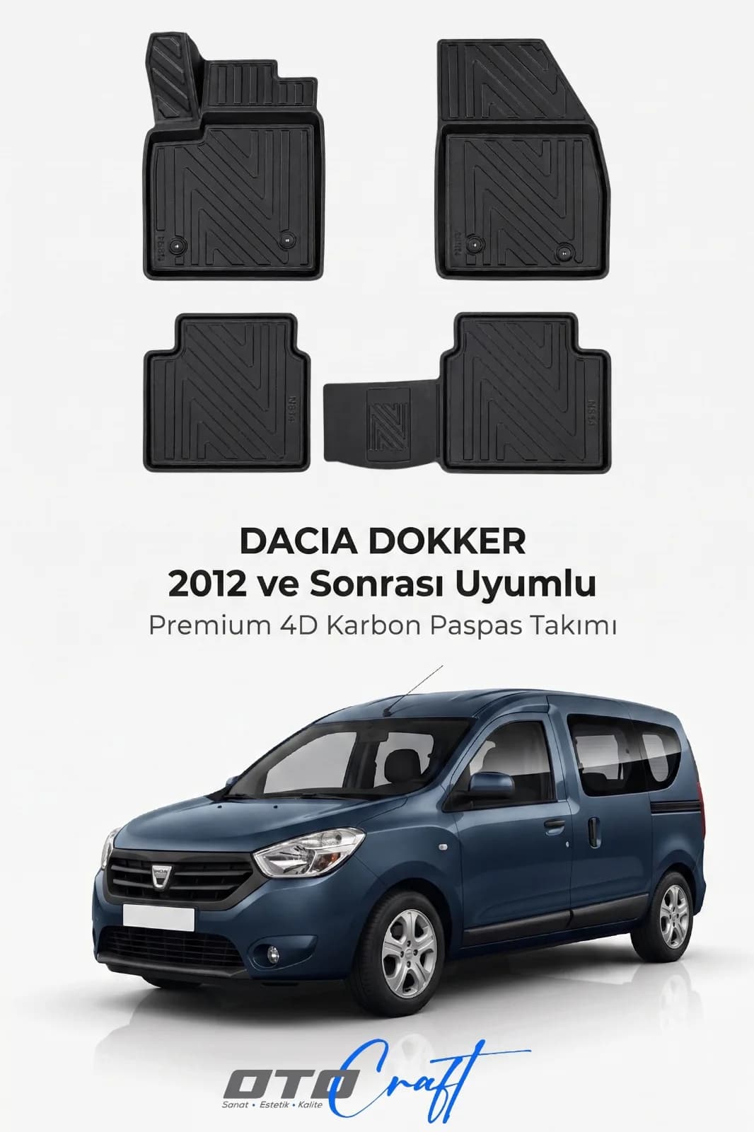 Dacia Dokker 2012 ve sonrası 4D Karbon Paspas