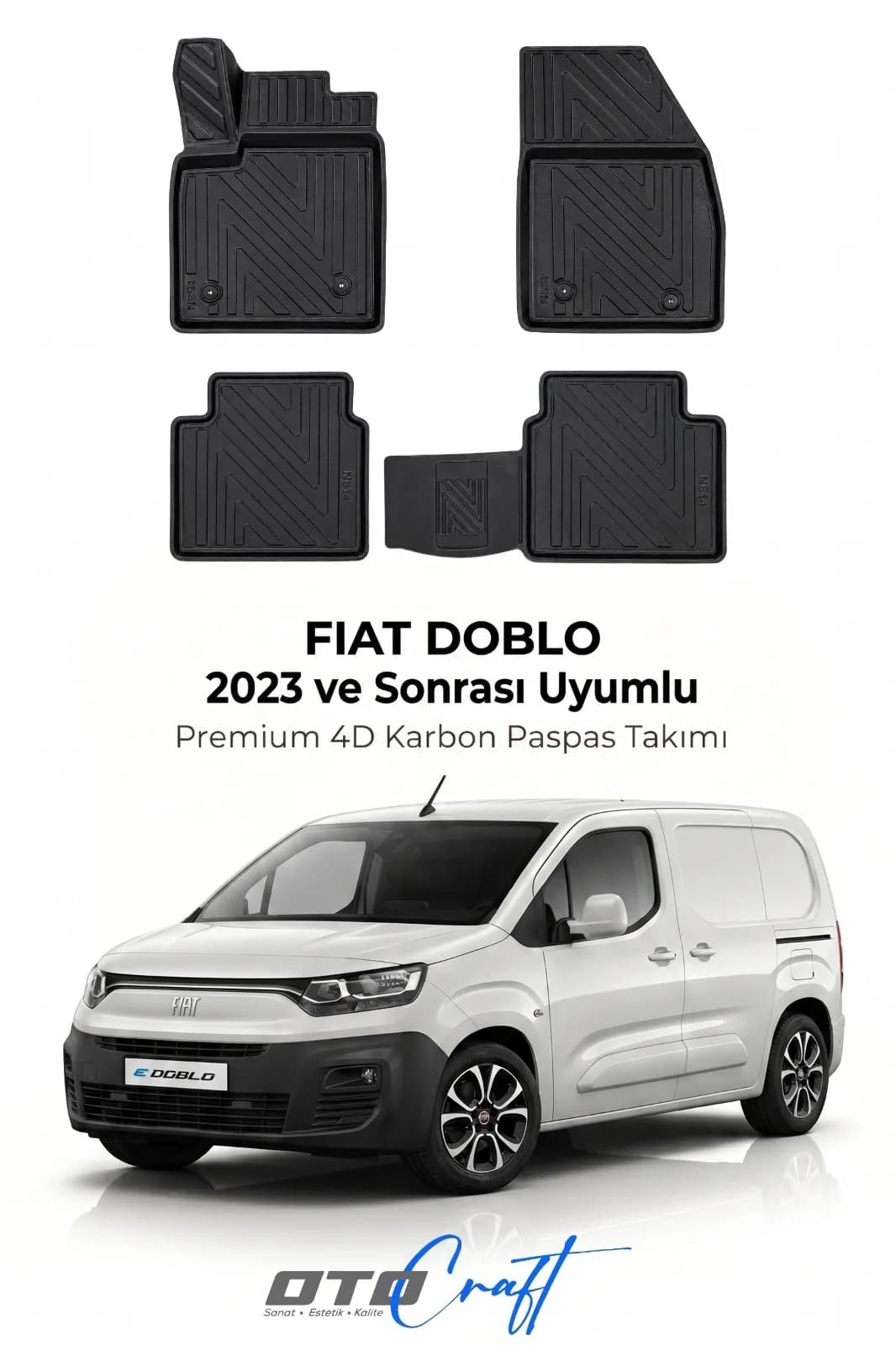 Fiat Doblo 2023 ve sonrası 4D Karbon Paspas