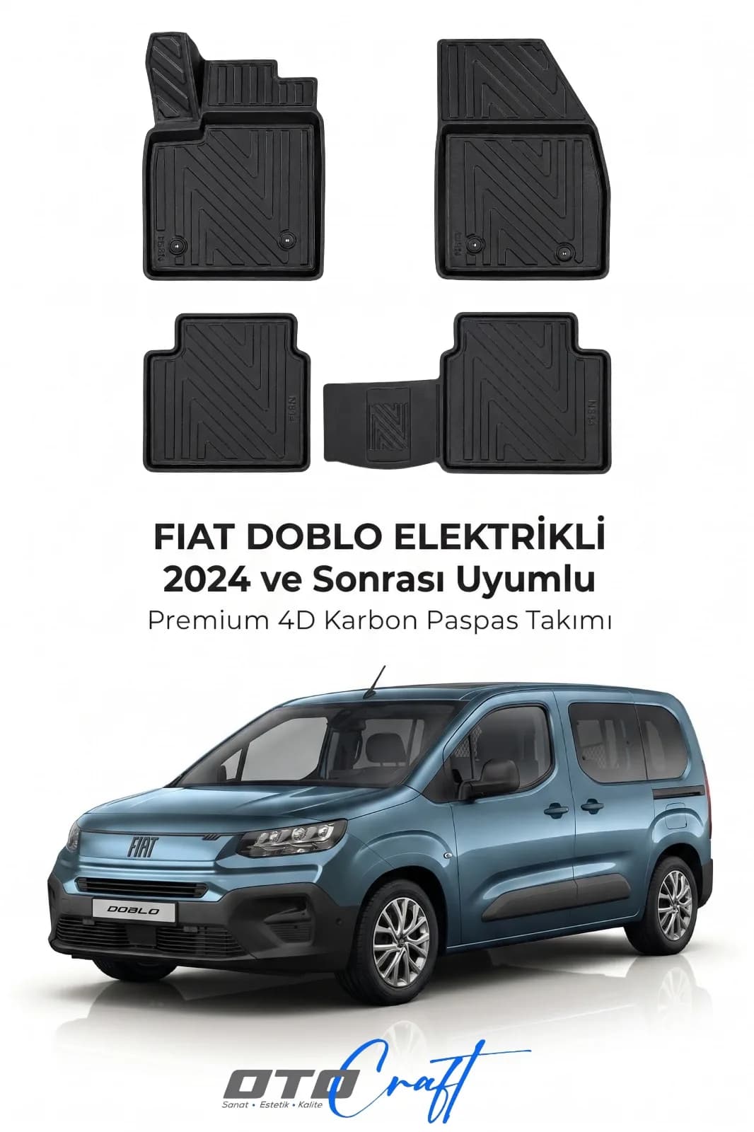 Fiat Doblo EV 2024 ve sonrası 4D Karbon Paspas