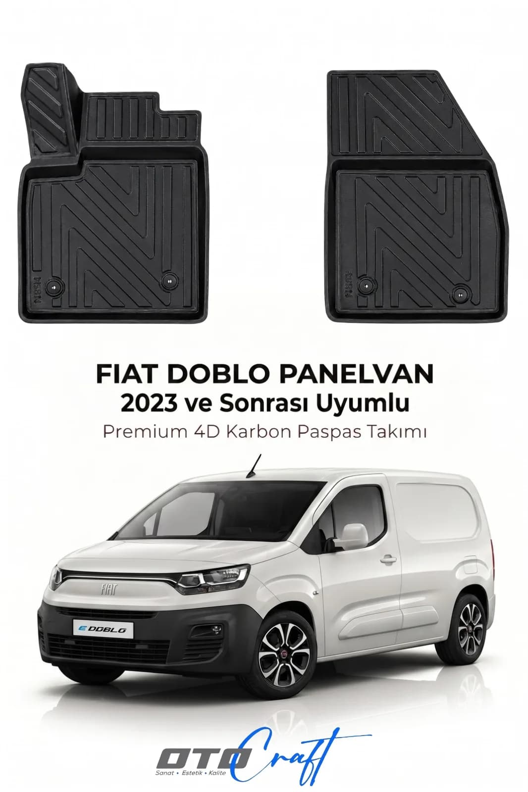 Fiat Doblo PV 2023 ve sonrası 4D Karbon Paspas