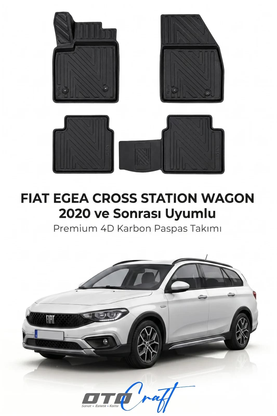 Fiat Egea Cross SW 2020 ve sonrası 4D Karbon Paspas