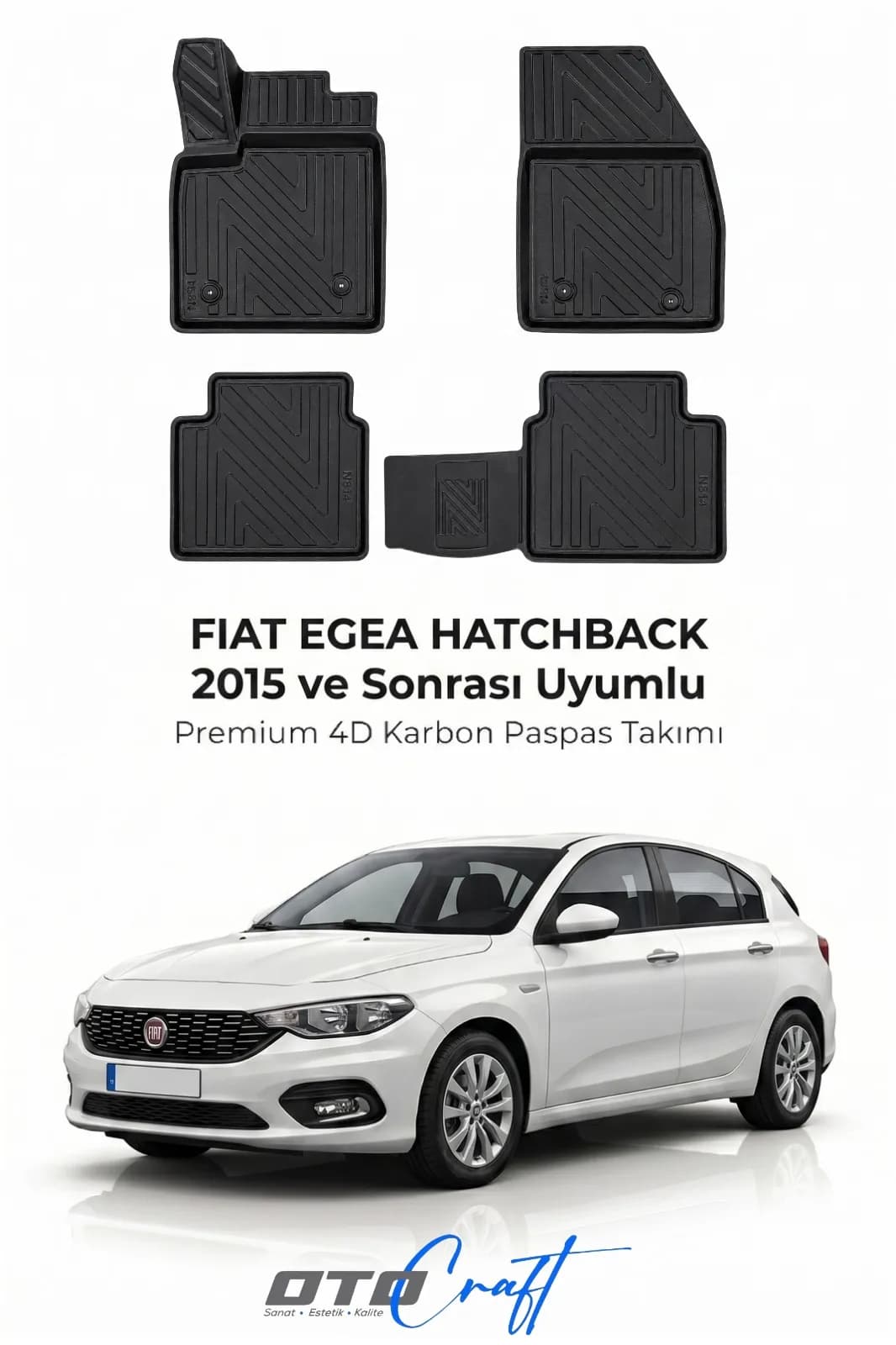 Fiat Egea Hatchback 2015 ve sonrası 4D Karbon Paspas