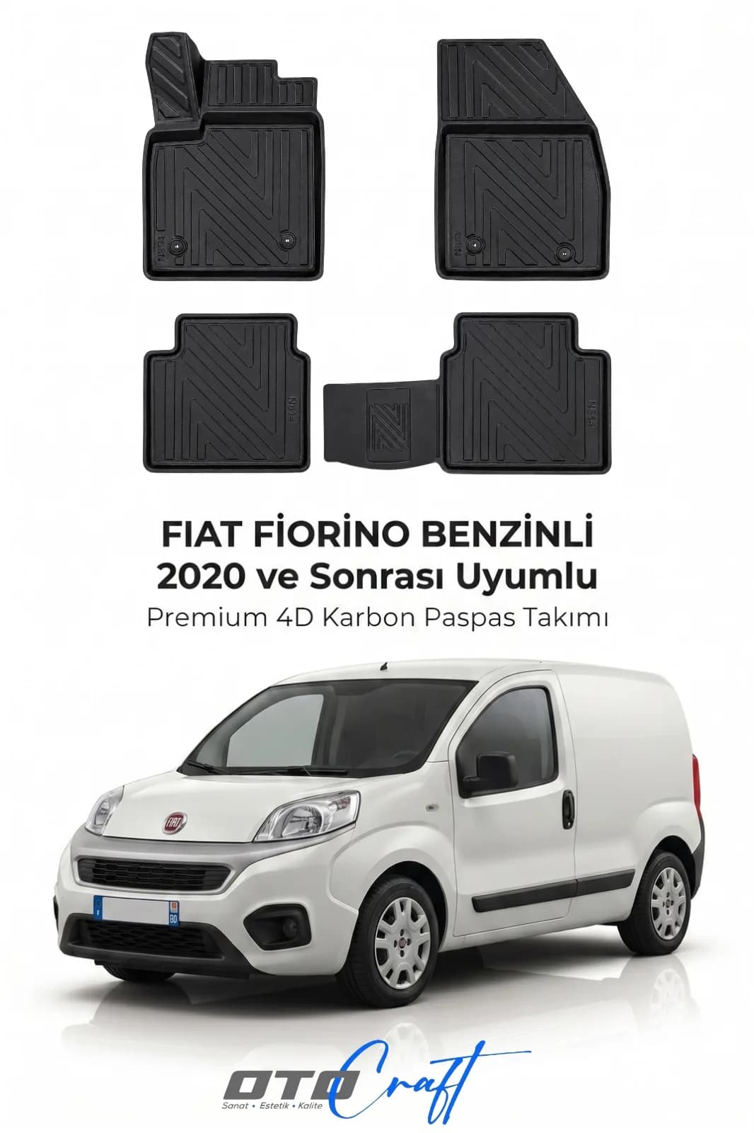 Fiat Fiorino Benzinli 2020 ve sonrası 4D Karbon Paspas