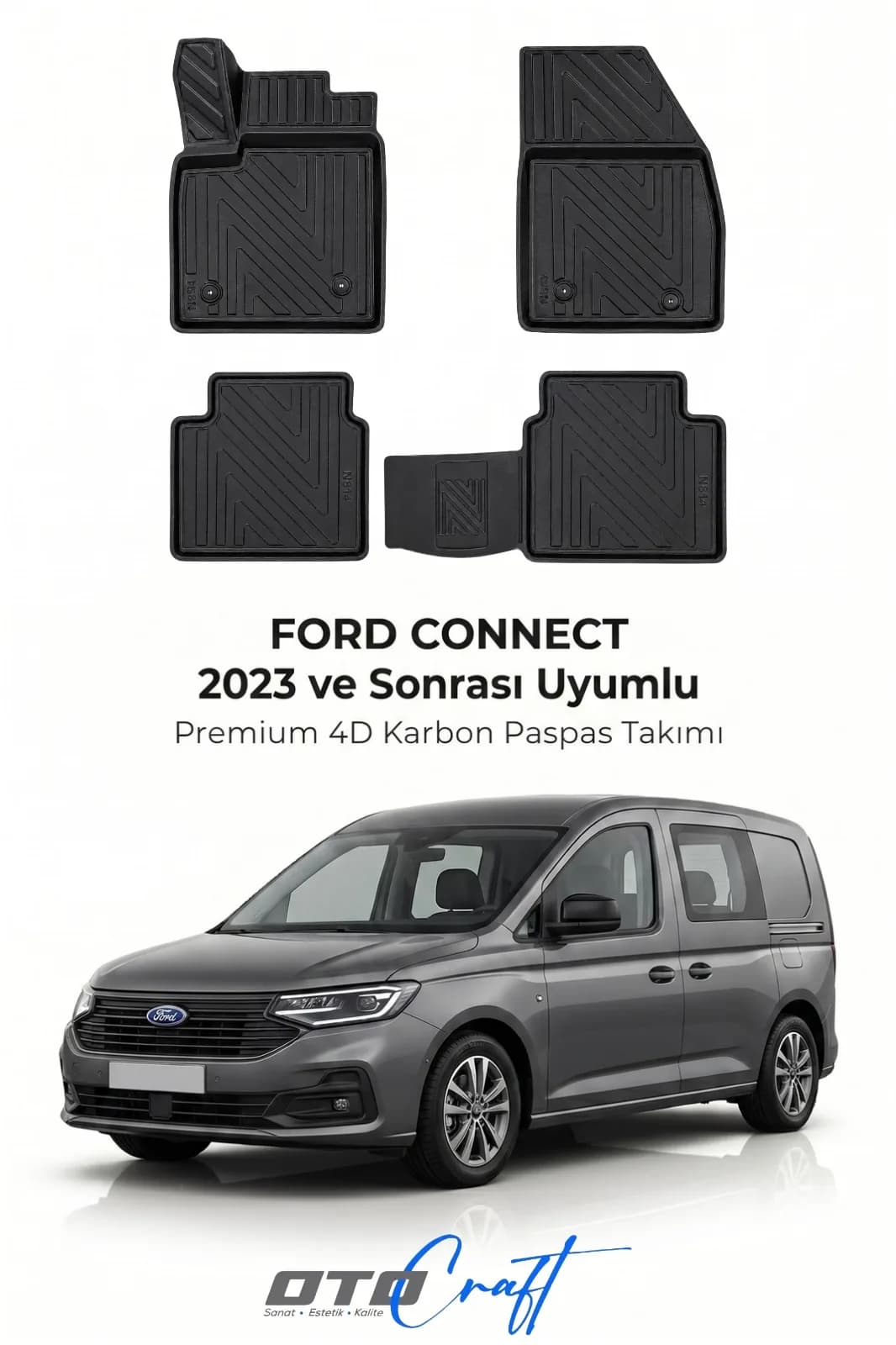 Ford Connect 2023 ve sonrası 4D Karbon Paspas