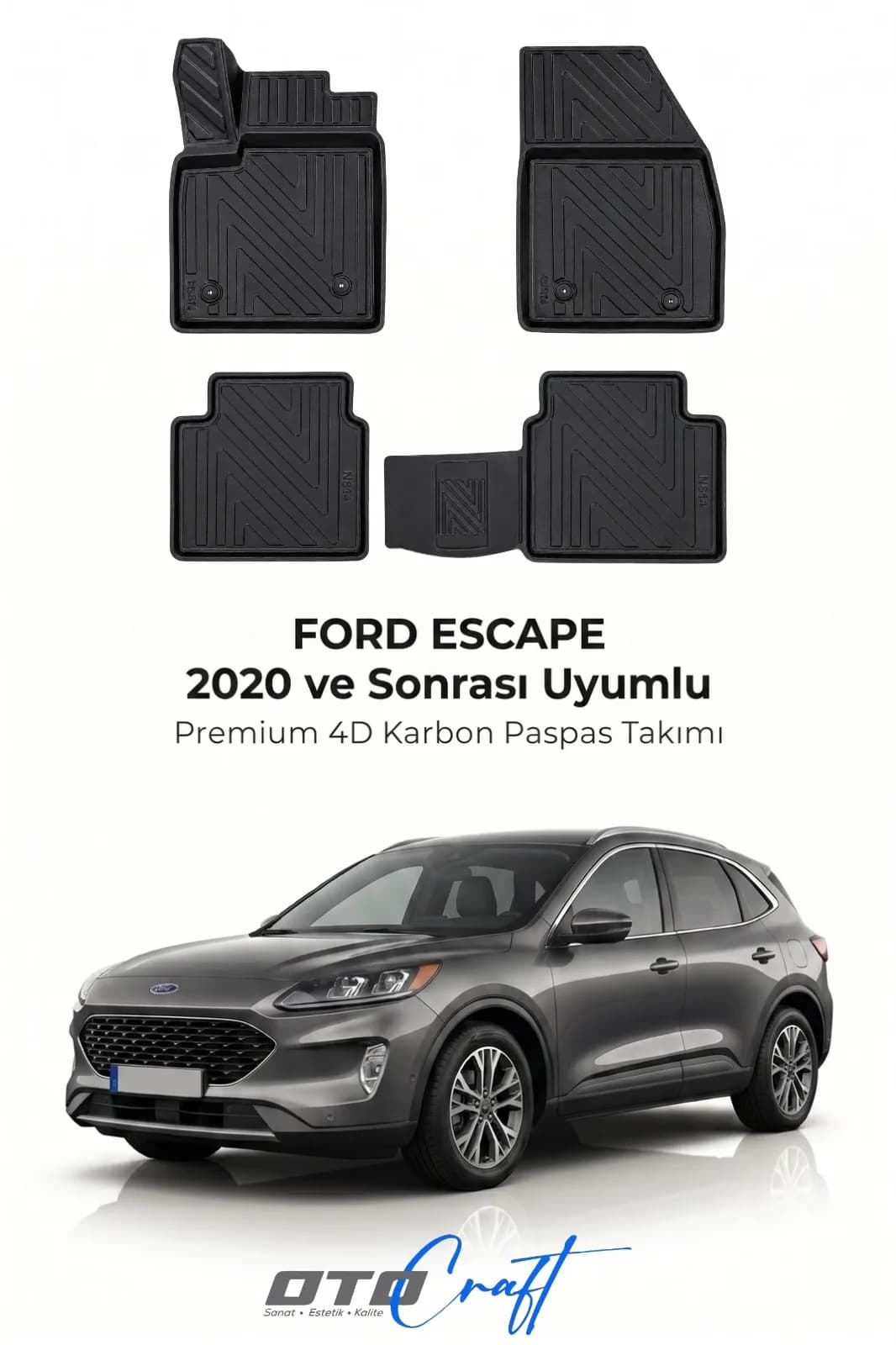 Ford Escape 2020 ve sonrası 4D Karbon Paspas