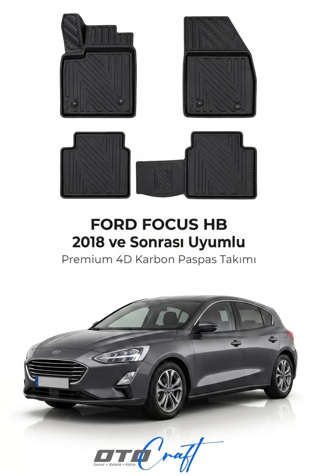 Ford Focus HB 2018 ve sonrası 4D Karbon Paspas