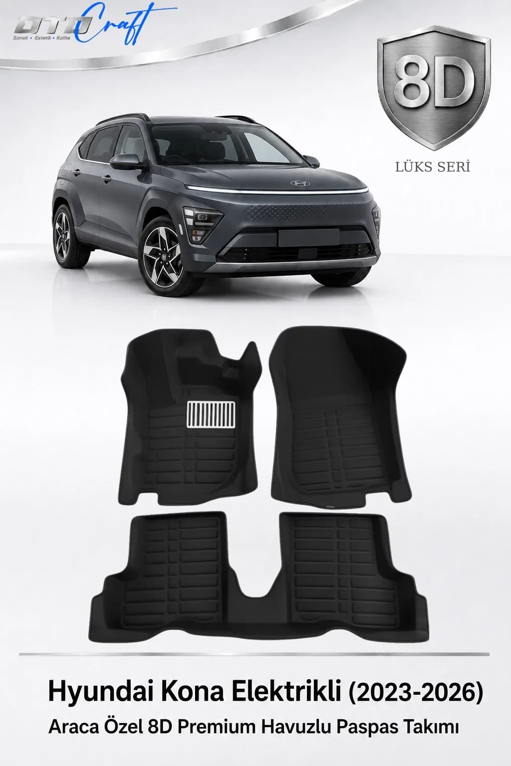 Hyundai Kona Elektrikli 2023-2026 8D Havuzlu Paspas