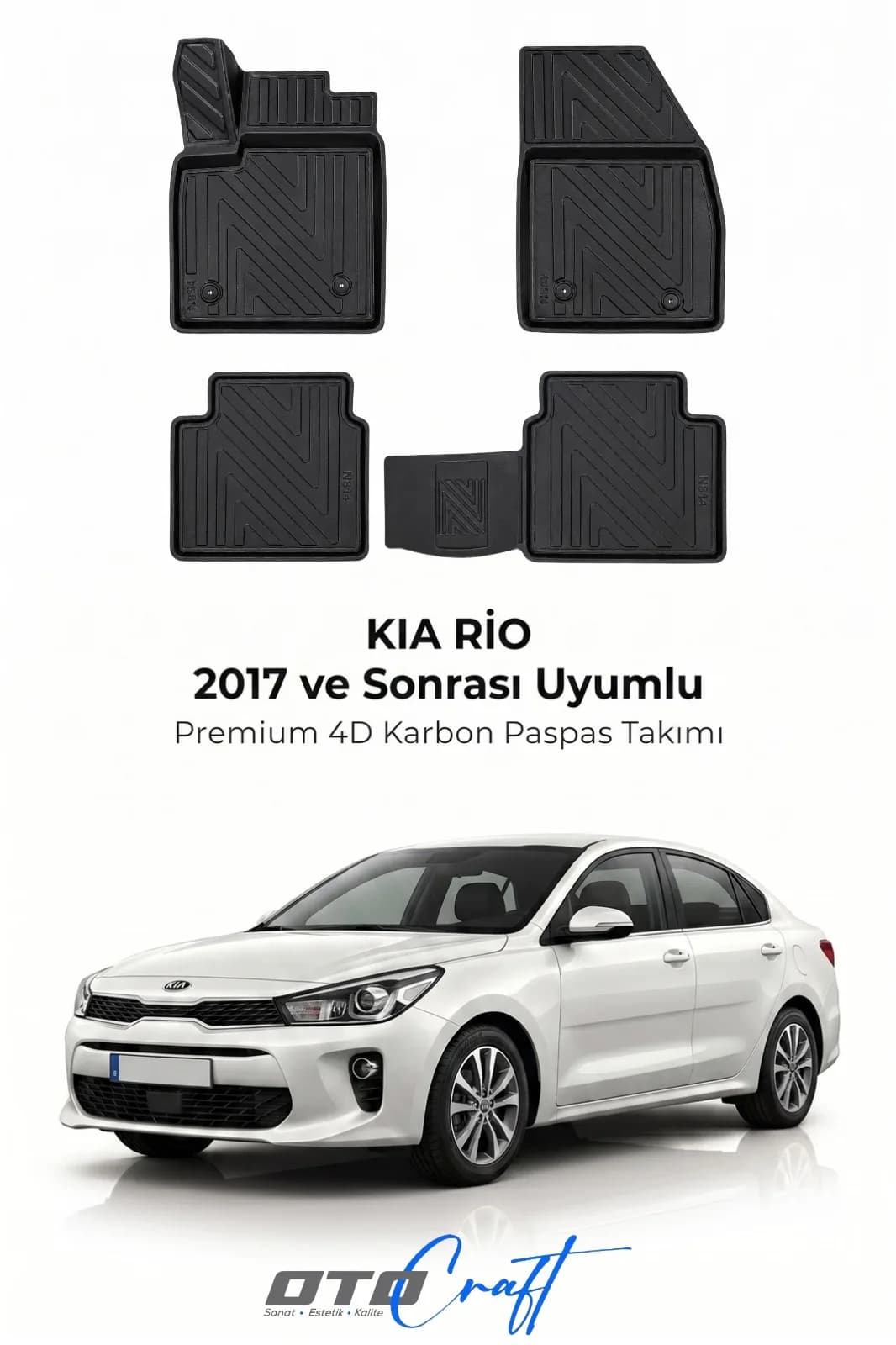 Kia Rio 2017 ve sonrası 4D Karbon Paspas