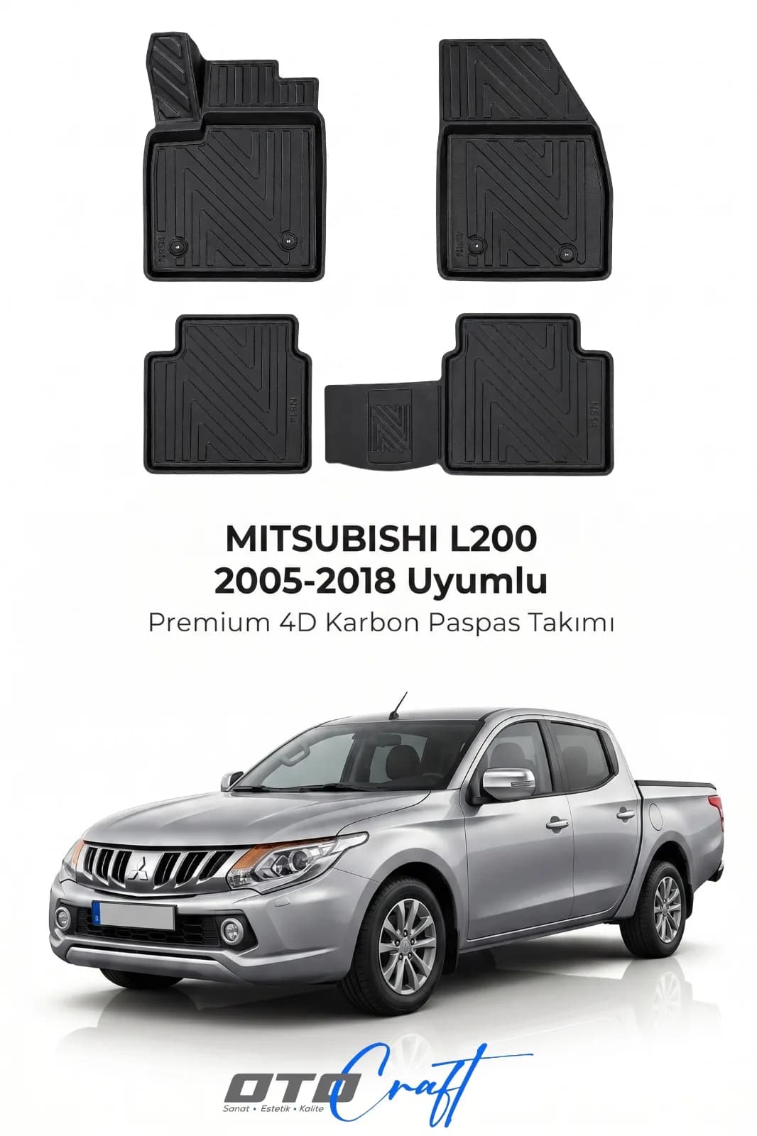 Mitsubishi L200 2005-2018 4D Karbon Paspas