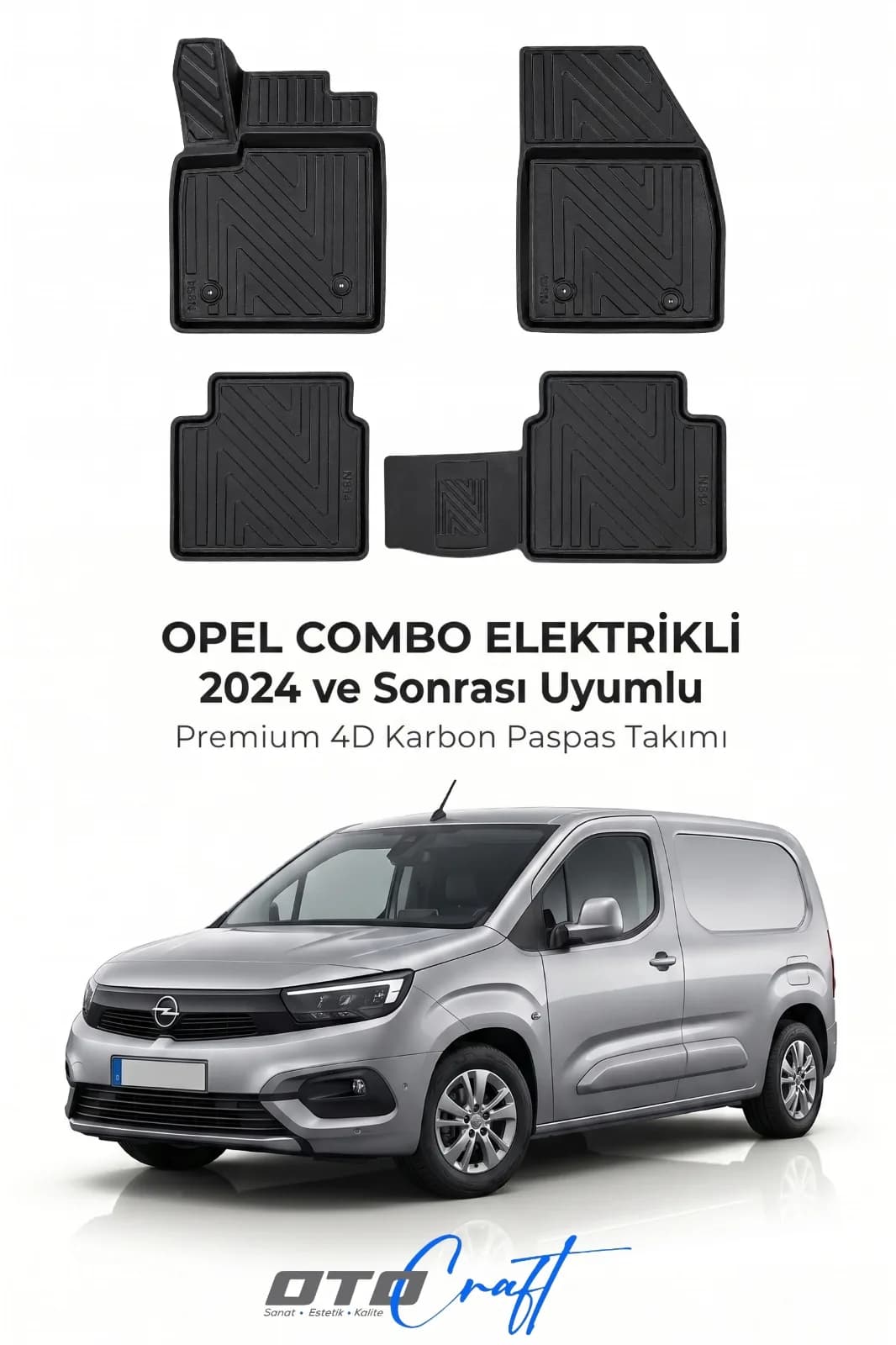 Opel Combo EV 2024 ve sonrası 4D Karbon Paspas