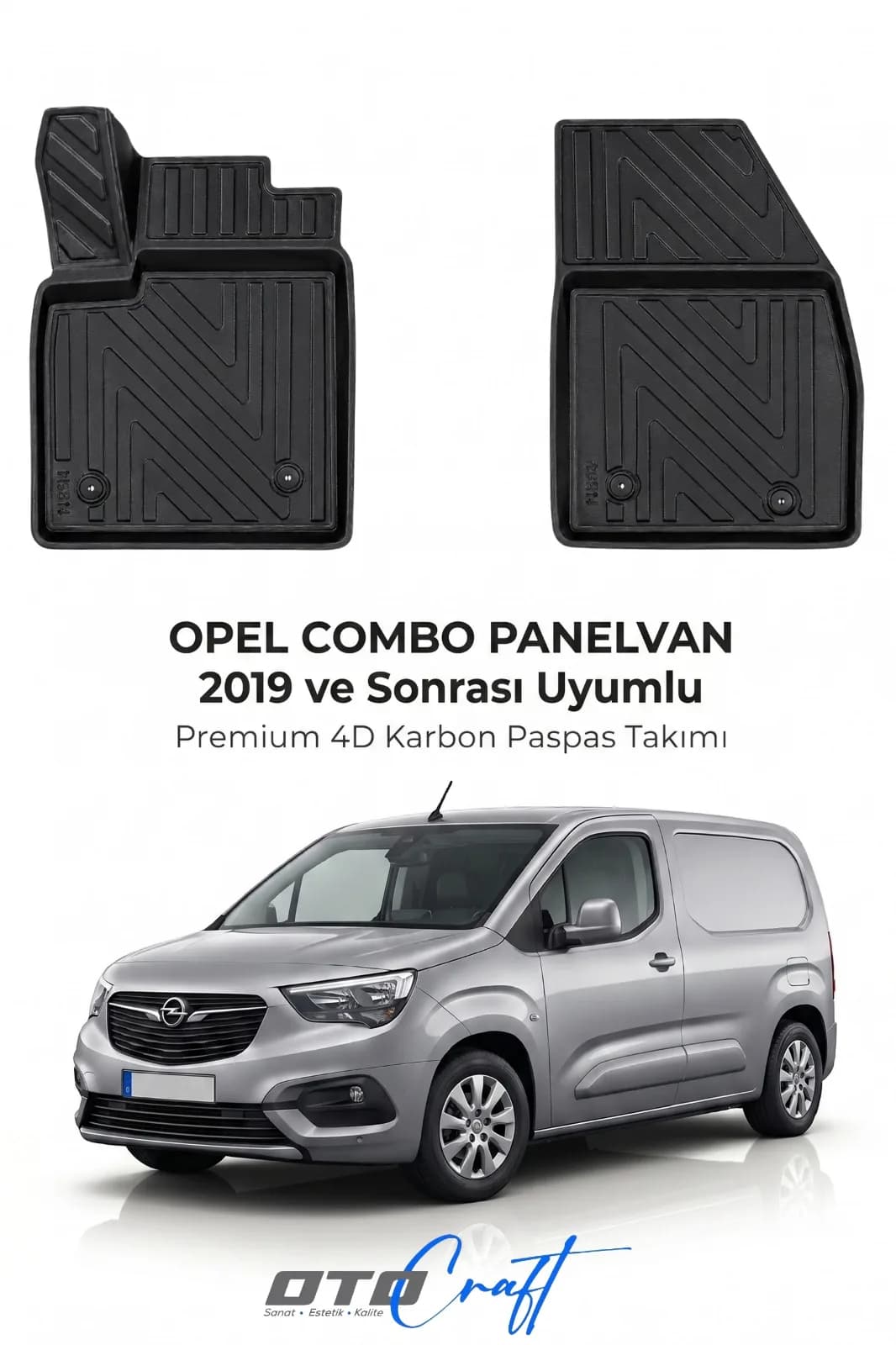 Opel Combo PV 2019 ve sonrası 4D Karbon Paspas