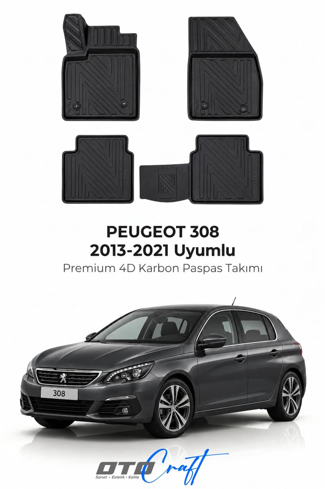 Peugeot 308 2013-2021 4D Karbon Paspas