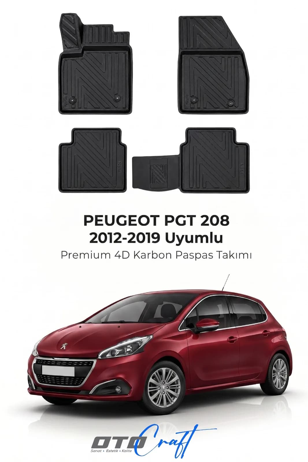 Peugeot Pgt 208 2012-2019 4D Karbon Paspas