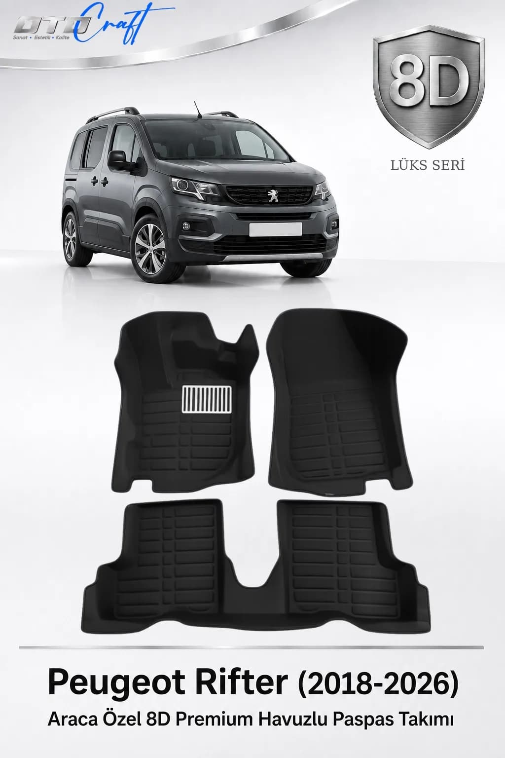 Peugeot Rifter 2018-2026 8D Havuzlu Paspas