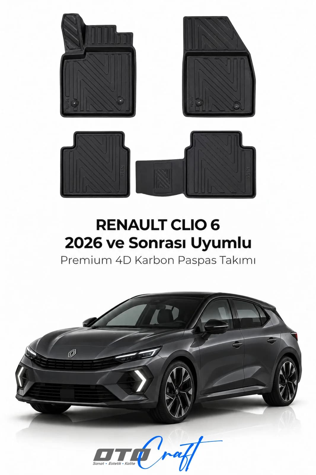 Renault Clio 6 2026 ve sonrası 4D Karbon Paspas