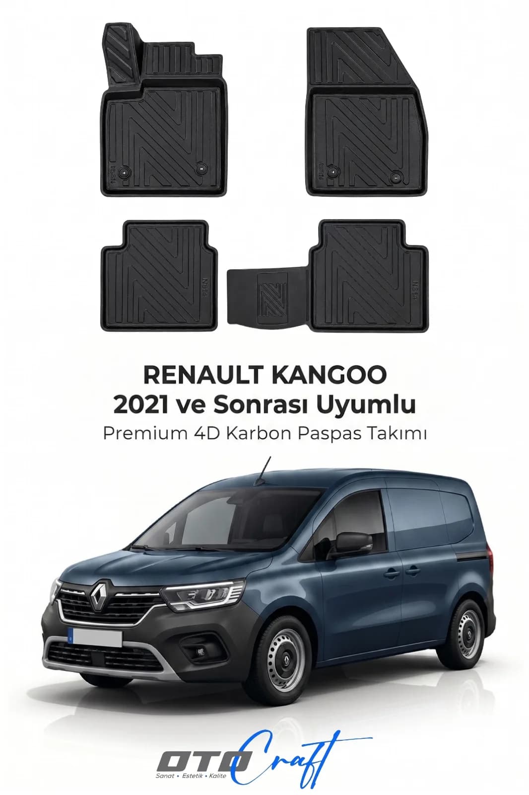 Renault Kangoo 2021 ve sonrası 4D Karbon Paspas