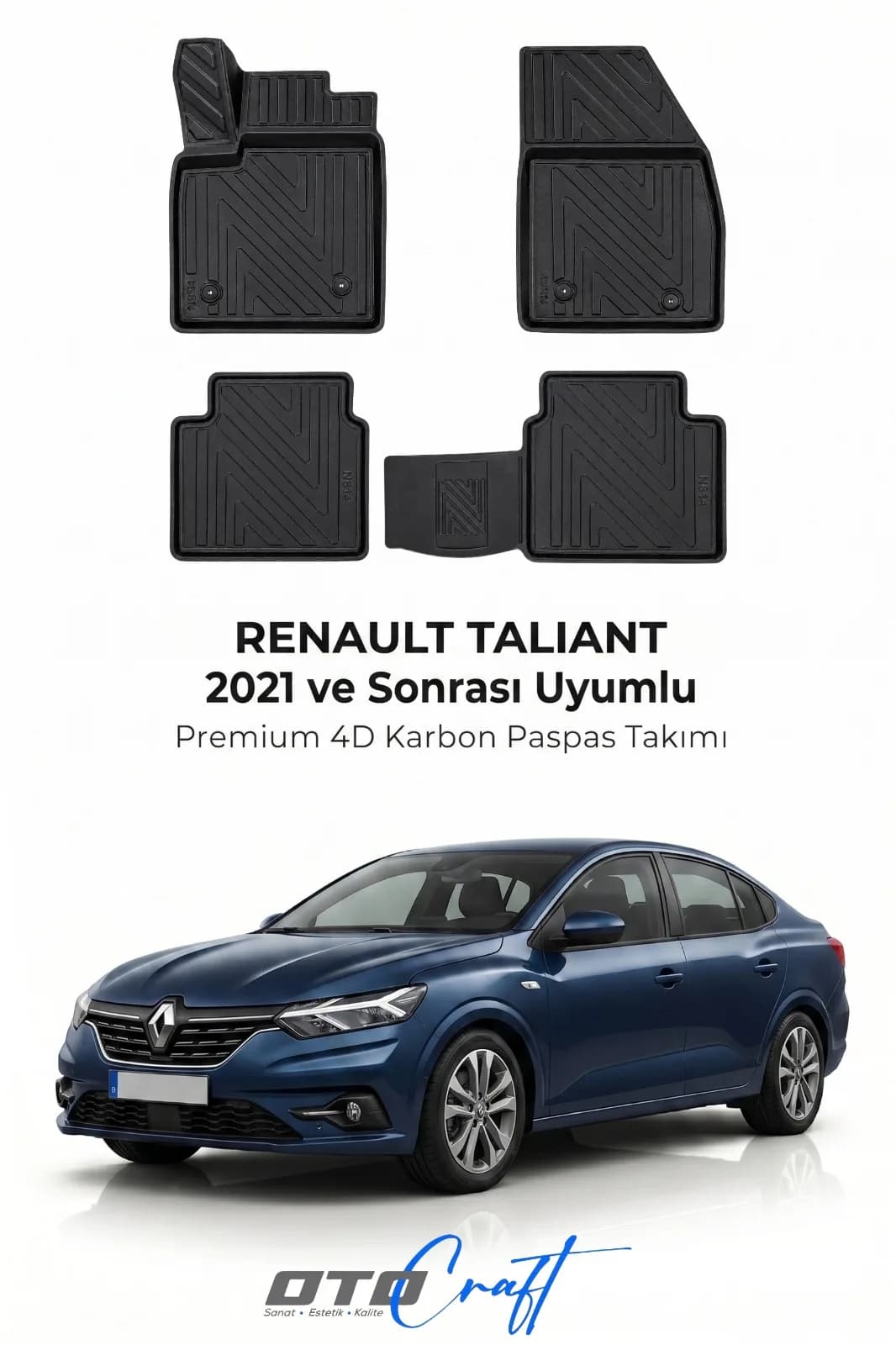 Renault Taliant 2021 ve sonrası 4D Karbon Paspas