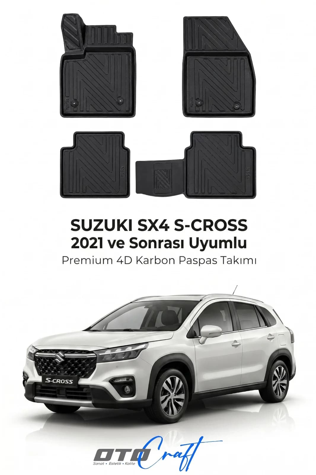 Suzuki SX4 S Cross 2021 ve sonrası 4D Karbon Paspas