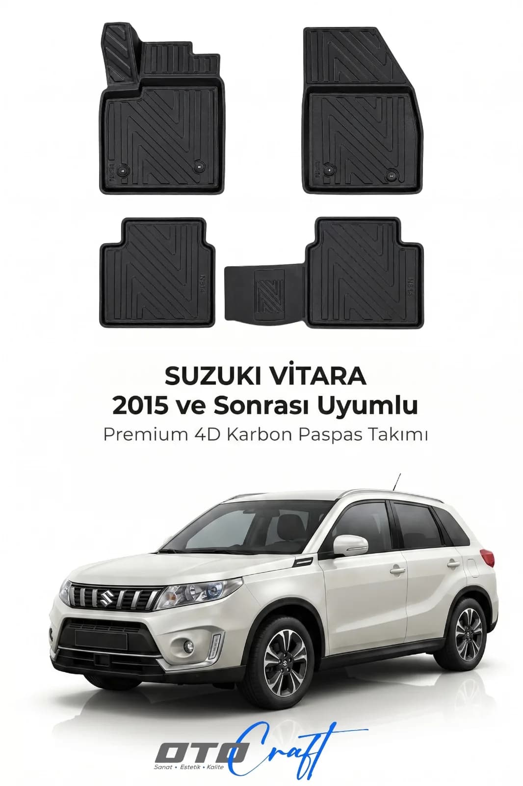 Suzuki Vitara 2015 ve sonrası 4D Karbon Paspas