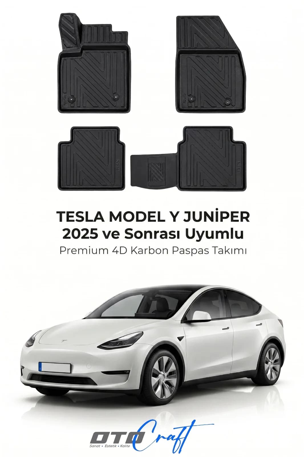 Tesla Model Y Juniper 2025 ve sonrası 4D Karbon Paspas