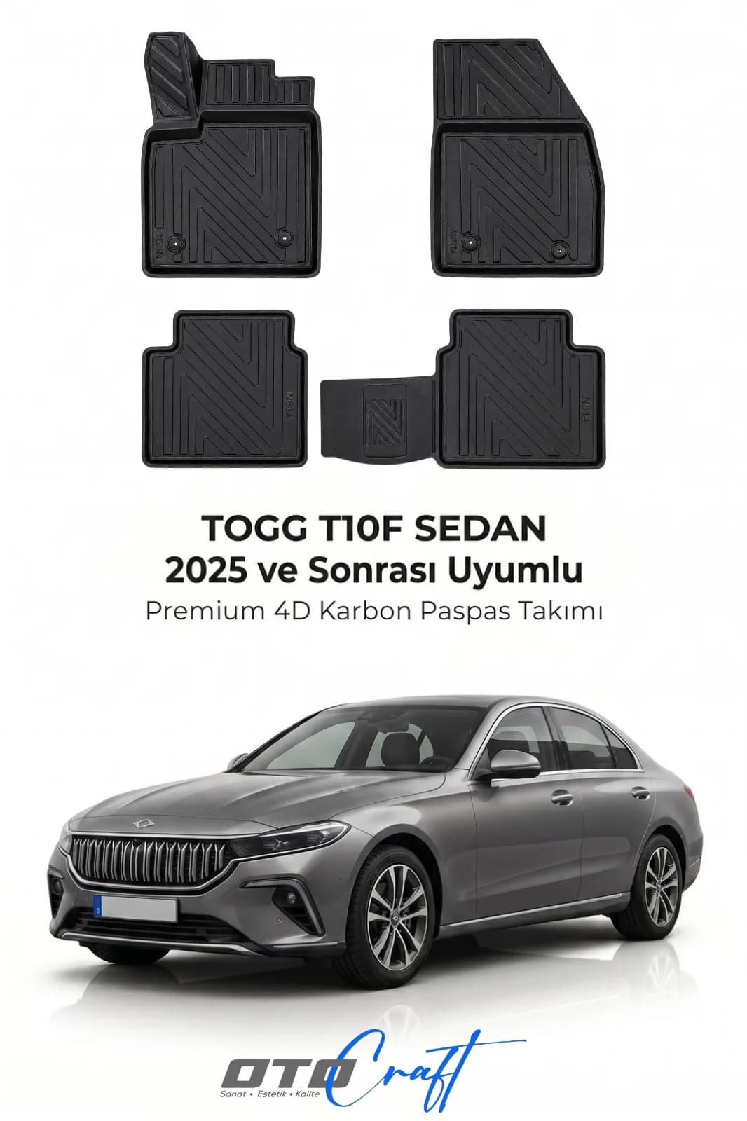 TOGG T10F Sedan 2025 ve sonrası 4D Karbon Paspas