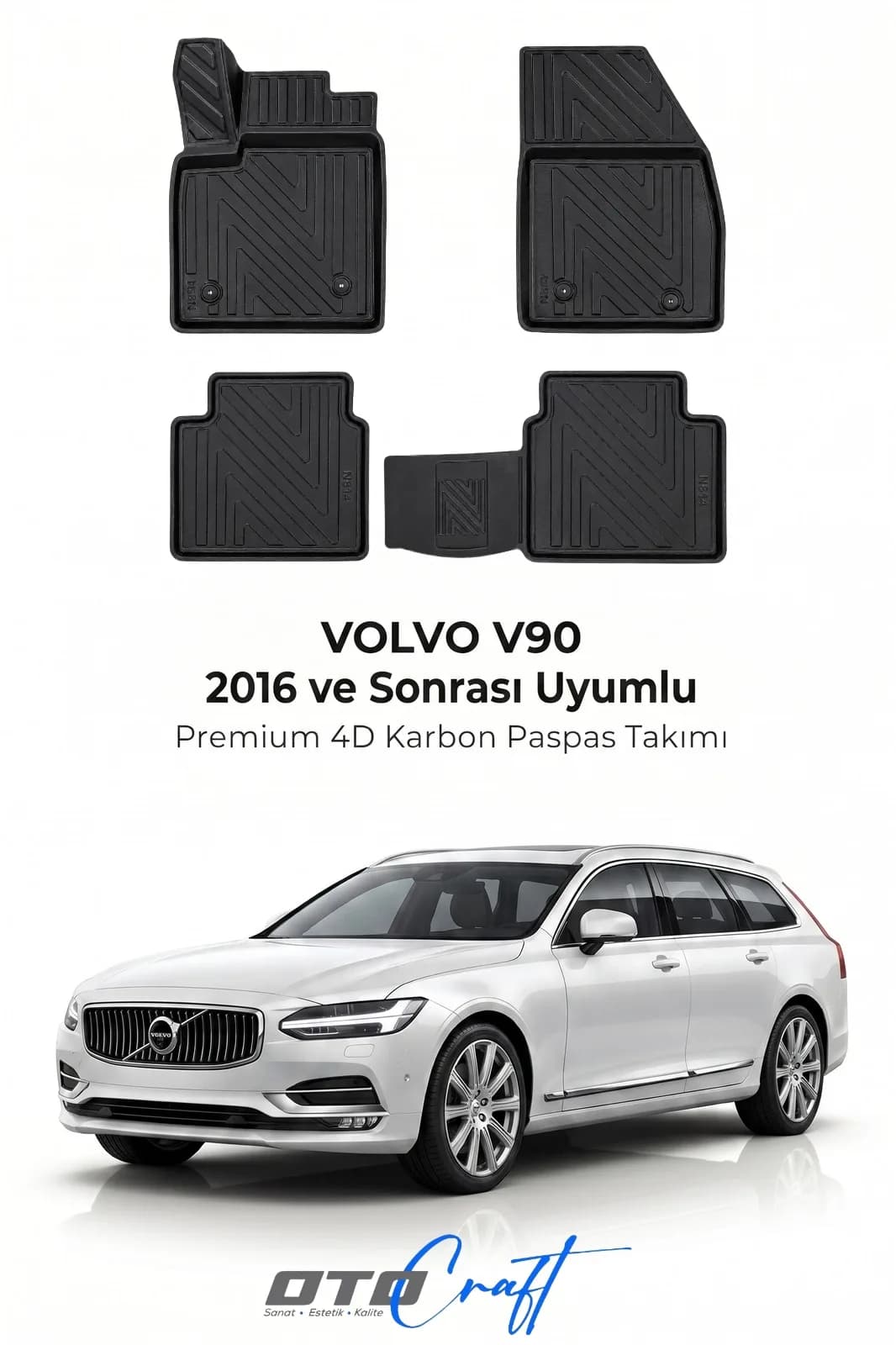 Volvo V90 2016 ve sonrası 4D Karbon Paspas