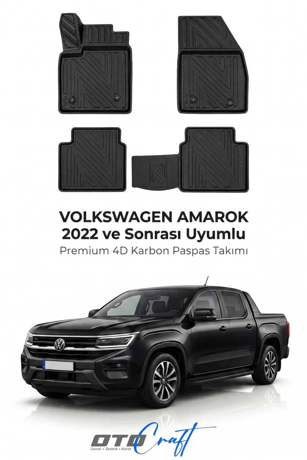Volkswagen Amarok 2022 ve sonrası 4D Karbon Paspas