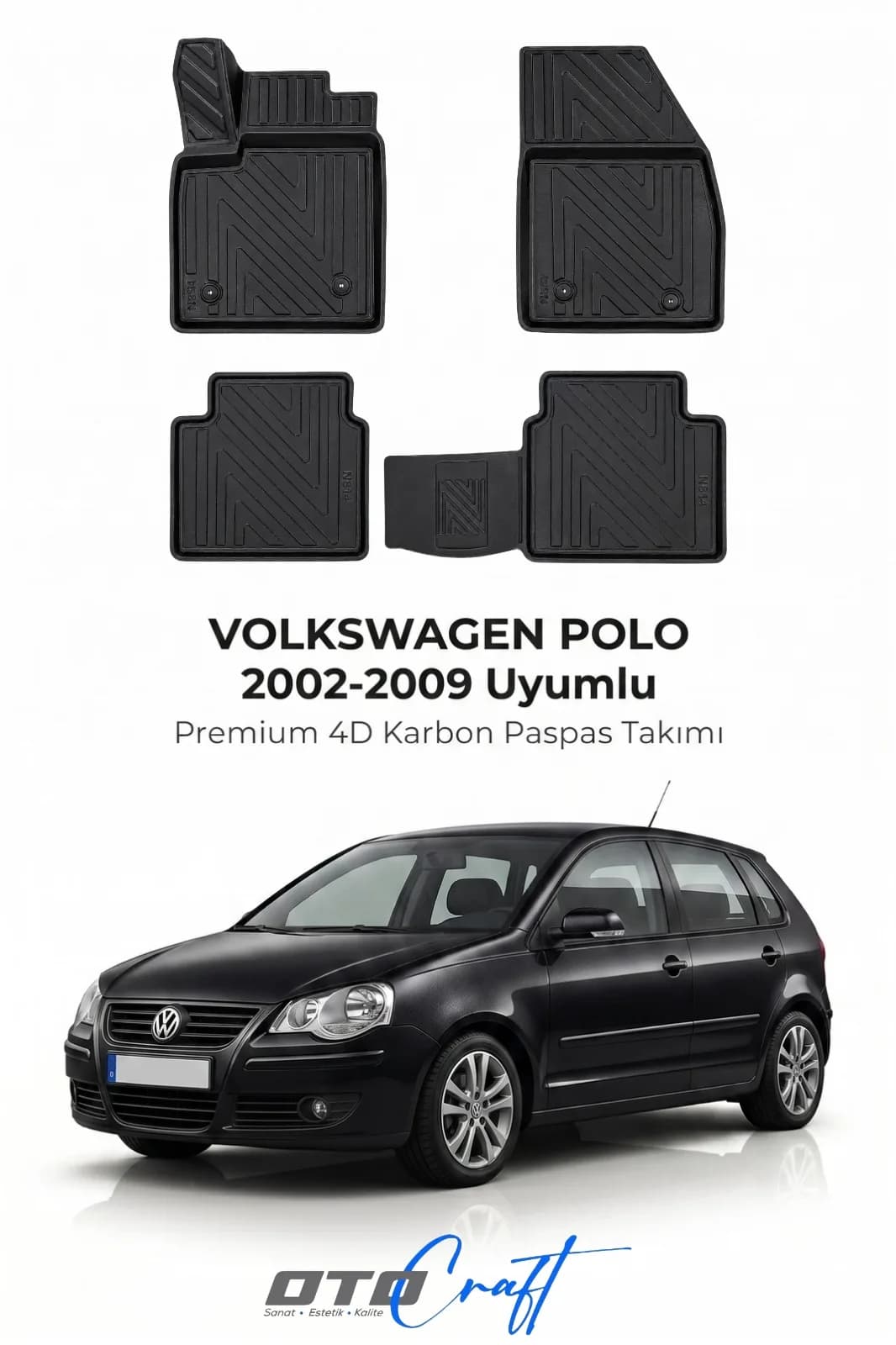 Volkswagen Polo 2002-2009 4D Karbon Paspas