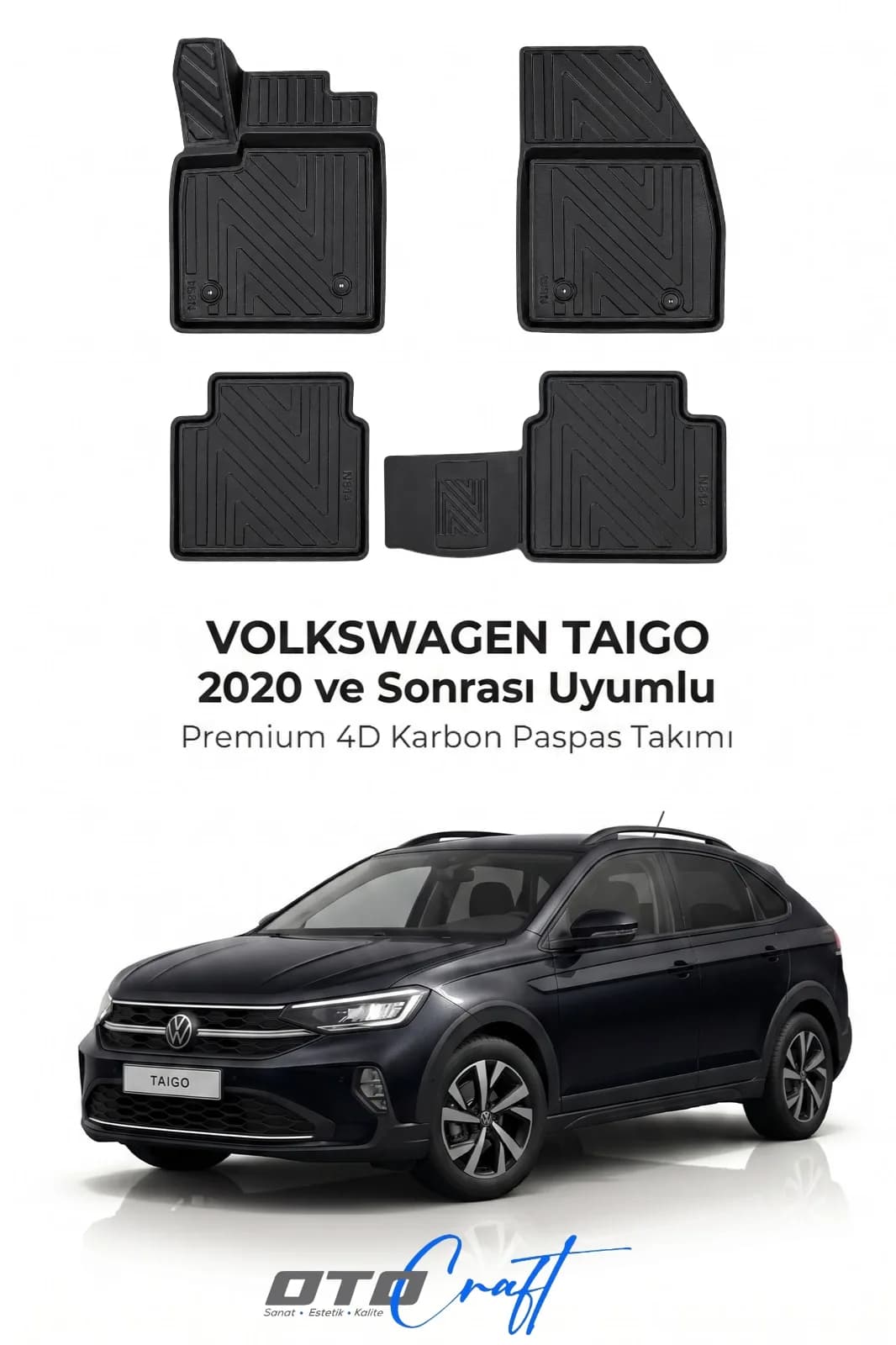 Volkswagen Taigo 2020 ve sonrası 4D Karbon Paspas