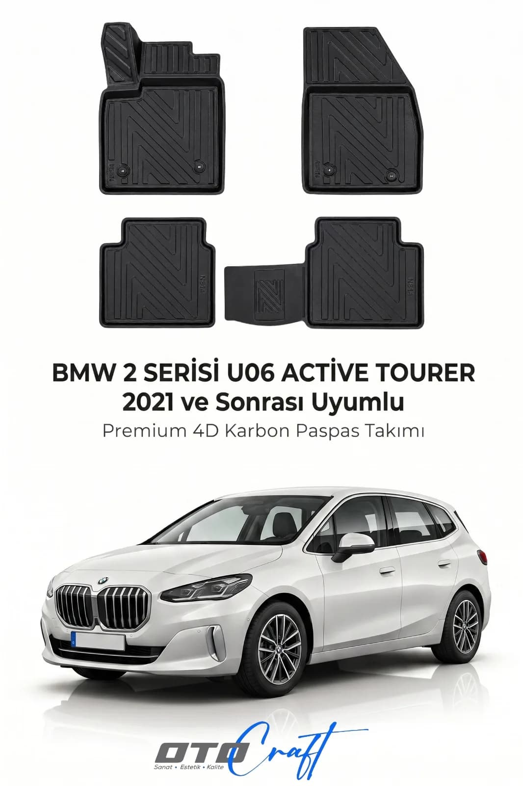 BMW 2 Serisi U06 Active Tourer 2021 ve sonrası 4D Karbon Paspas