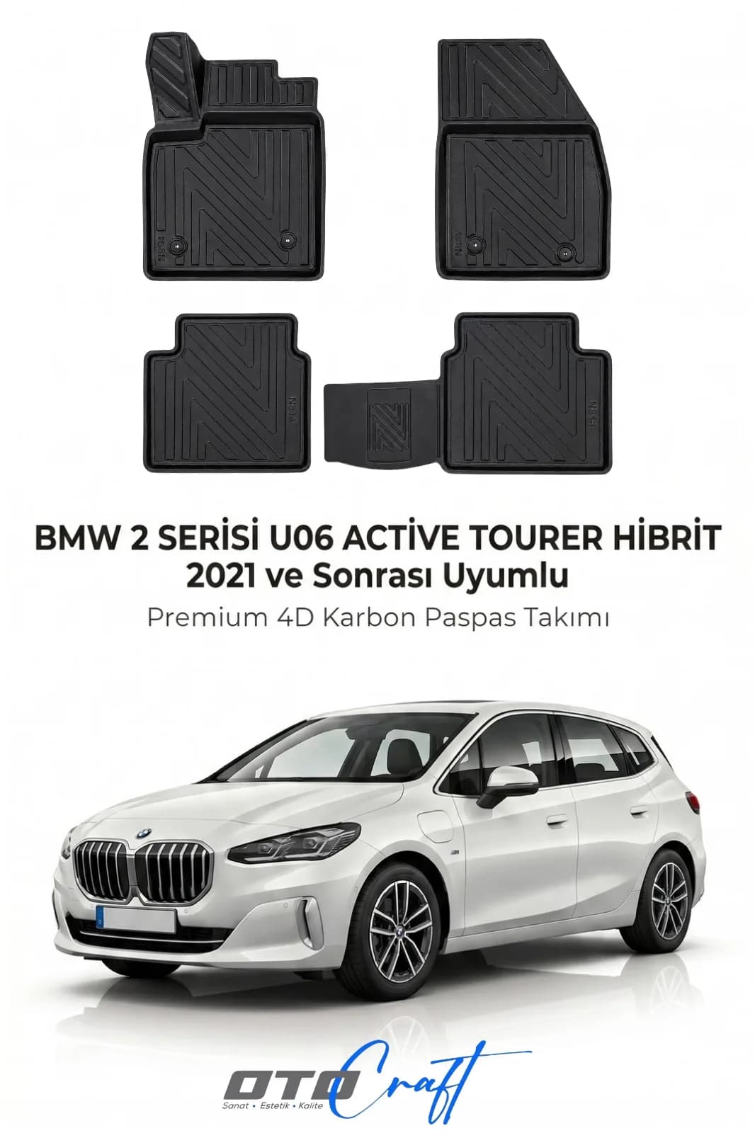 BMW 2 Serisi U06 Active Tourer Plug In Hibrit 2021 ve sonrası 4D Karbon Paspas