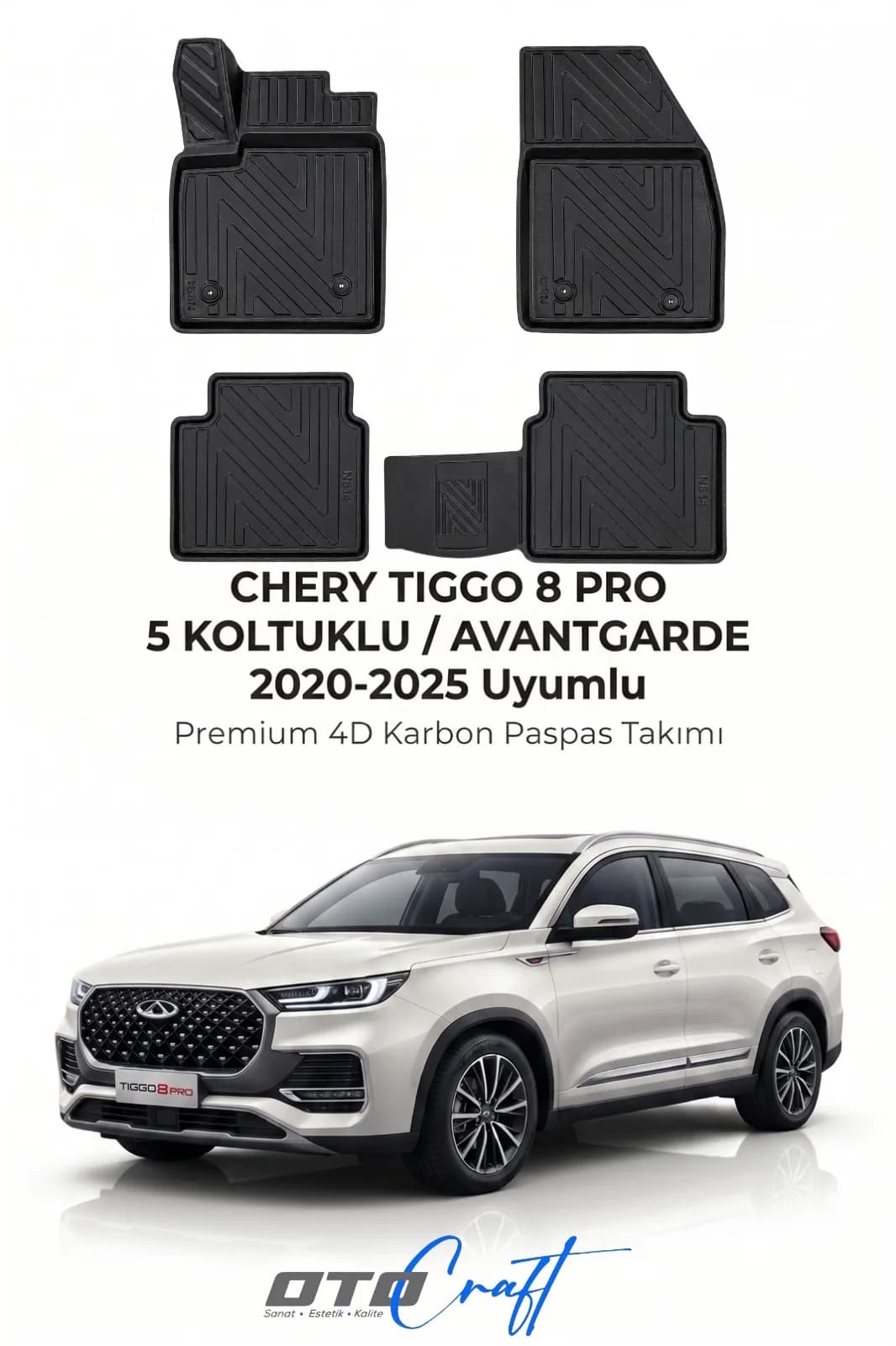 Chery Tiggo 8 Pro 5 Koltuklu Avantgarde 2020-2025 4D Karbon Paspas