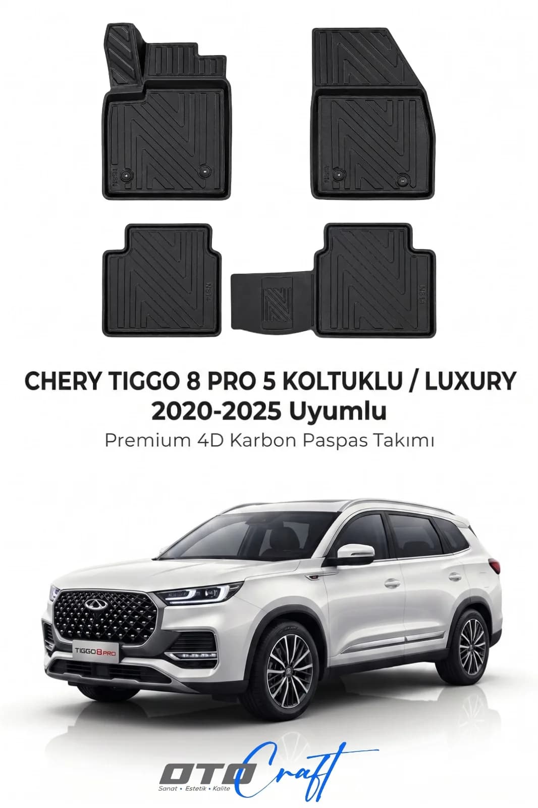 Chery Tiggo 8 Pro 5 Koltuklu Luxury 2020-2025 4D Karbon Paspas