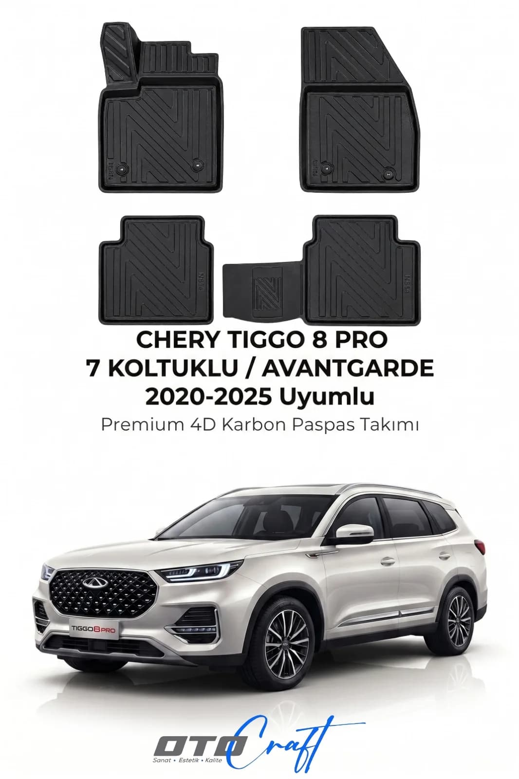 Chery Tiggo 8 Pro 7 Koltuklu Avantgarde 2020-2025 4D Karbon Paspas