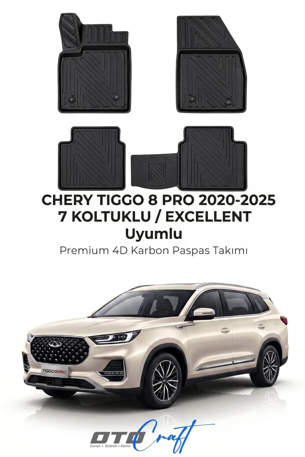Chery Tiggo 8 Pro 7 Koltuklu Excellent 2020-2025 4D Karbon Paspas