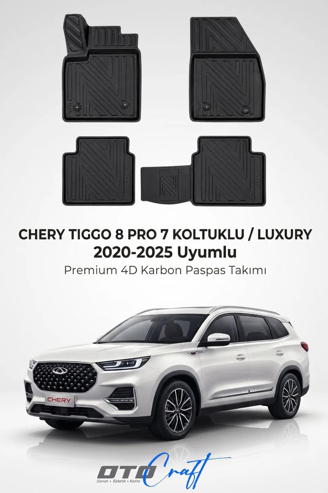 Chery Tiggo 8 Pro 7 Koltuklu Luxury 2020-2025 4D Karbon Paspas